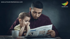 Father and Son Reading Newspaper