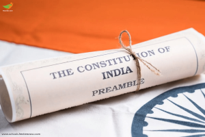 The Constitution of India with Flag